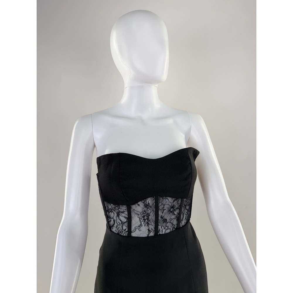 Elle Zeitoune Black Lace Corset Strapless Maxi Gown Dress XS - Picture 8 of 9